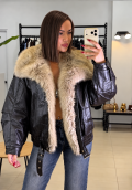 Кожено зимно яке oversize  - Изображение 5